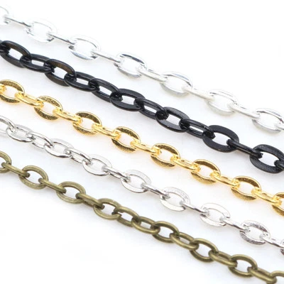 5m Iron Cable Chains 3x2mm 4x3mm 5 Colors Plated for DIY Necklace Jewelry Making Foto 1 de 4