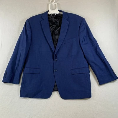 Calvin Klein 46S Blue Houndstooth Wool Blazer Sport Coat Jacket - Image 1 of 4