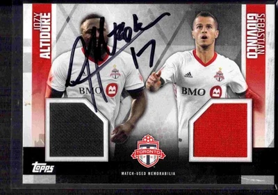 2019 Topps MLS dual relic with Jozy Altidore auto Sebastian Giovinco Toronto FC - Image 1 of 2