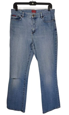 Pantalones de mezclilla Chaps pierna recta desgastados tiro alto lavado claro de colección 10 (31x30) Foto 1 de 4