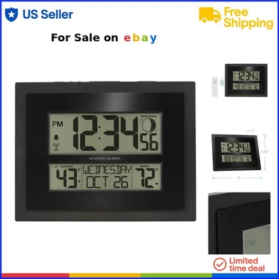 Digital Atomic Clock Plastic Outdoor Temp Moon Phase Home Office - Image 1 of 4