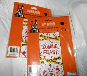 Halloween Plástico Impermeable Cubierta de Puerta Decoración-Juego de 2 Zombie Feast 30"X60" - Imagen 1 de 2