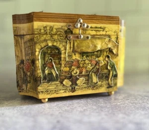 Anton Pieck Wooden 3D Purse Vintage Decoupage Decorative Keepsake Box 1960/70's  - Picture 1 of 8