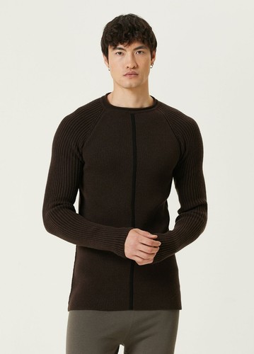 Maglione RICK OWENS slim fit marrone maglia cashmere taglia media autentico designer