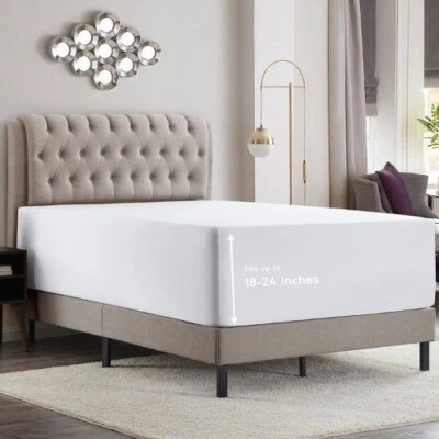 Sábana Ajustable Bolsillo Extra Profundo, Sábana Suave Microfibra 110 GSM con Correas Esquineras Foto 1 de 4