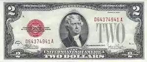 $2 1928-F red seal. Small Legal Tender Note 1507 - Picture 1 of 2