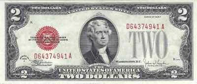 $2 1928-F red seal. Small Legal Tender Note 1507 - Image 1 of 2