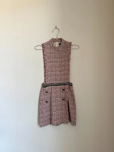 Zara Women's Tweed Playsuit Romper with Chain Detail in Pink Multi Size XSMALL - Picture 1 of 5