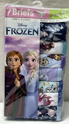 New Disney Frozen Anna Elsa Girls' Toddler 7-Pair Panty Briefs Size 2T 3T (C38) - Image 1 of 3