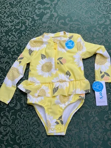 Neu mit Etikett 4t Sonnenblume Rüschen Rash Guard Carters Badeanzug Baden Schwimmen Blumen Mädchen - Bild 1 von 5