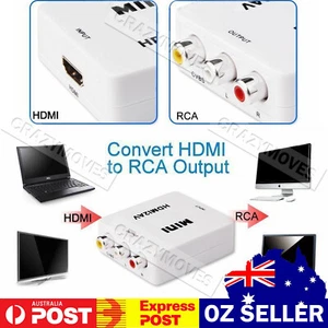 HDMI to AV Converter Output Digital to RCA Audio/Video Input Composite VIC - Picture 1 of 8