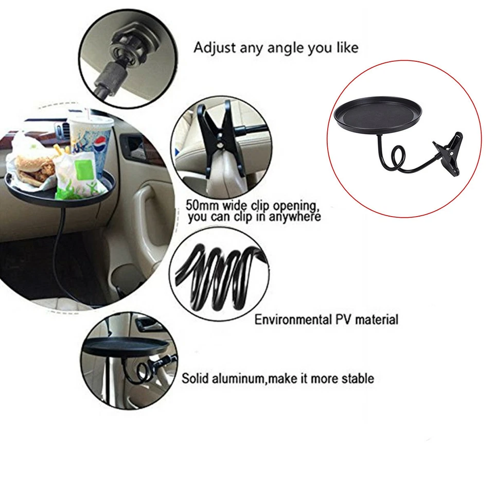 Bandeja redonda multifunción para coche soporte para bebidas/mesa de comedor evita rodar o deslizarse Foto 1 de 4