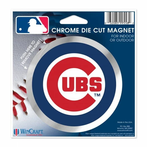 CHICAGO CUBS CHROME DIE-CUT LOGO MAGNET 4" ROUND HEAVY DUTY INDOOR OUTDOOR Cover