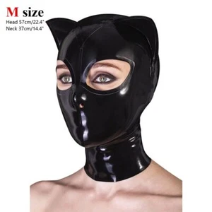 New Latex Mask with Cat Ear Open Eye Rubber Hood Cosplay Clubwear Fetish BDSM - Picture 1 of 9
