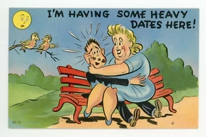 "Ich habe hier einige schwere Dates!" Comic Sexy Leinen Postkarte  - Bild 1 von 2