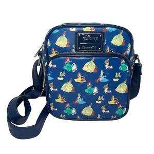 Bolso Bandolera Loungefly Disney Princesa Mascotas Reales Cartera Cenicienta Ariel Azul - Imagen 1 de 9