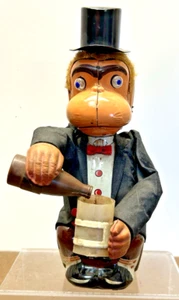 Jocko the Drinking Monkey Japan: LineMar , ca. 1955. Battery operated tin litho - Picture 1 of 10