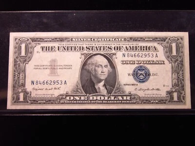 USA $1 1957 A N84662953A # SILVER Certificate Dollar BLUE Seal Money America - Image 1 of 3