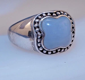 VINTAGE STERLING CHALCEDONY RING. - Picture 1 of 5