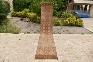 Alfombra Turca 2x14 ft Kayseri Runner Vintage Lana Pasillo Escaleras Alfombra 80x442 cm - Imagen 1 de 15
