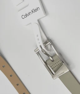 Calvin Klein Skinny Geometric Center Bar Buckle Dress Belt - Small - Light Olive - Picture 1 of 6