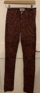 PAIGE Red Verdugo Ankle Skinny Floral Print Jeans Size 24W 31L - Picture 1 of 17