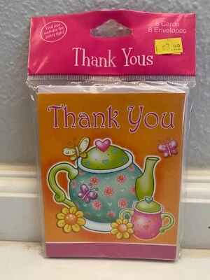 "Tea For You" THANK YOU Notes Tea Birthday PARTY 8 count - Image 1 of 2