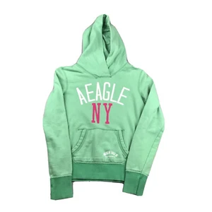 American Eagle NY Hoodie Womens SP Green Graphic Pullover Hooded Sweatshirt - Picture 1 of 8