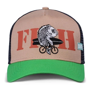 Coastal HFT Trucker Cap Fish Khaki/Green Baseball Cap Mesh Cap Surfing Bike - Picture 1 of 3