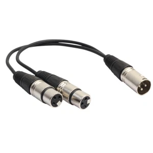 XLR Patch Cable Male to 2 Female Audio Microphone Y Splitter Adapter 1 Feet - Picture 1 of 9