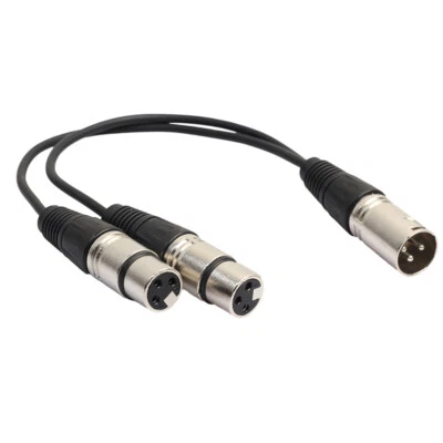 XLR Patch Cable Male to 2 Female Audio Microphone Y Splitter Adapter 1 Feet - Image 1 of 4