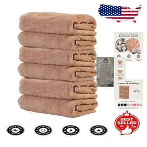 Eco-Friendly Fluffy Bath Towels - 6-Pack Luxury Turkish Cotton 24x48 Inch Set - Picture 1 of 7