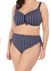 Elomi UK26 Adjustable Bikini Brief New with Tags Blue with white stripes RRP £36 - Picture 1 of 7