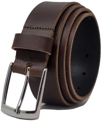 Ceinture en cuir pleine fleur de 34mm avec boucle classique - Marron Grand - Photo 1/4