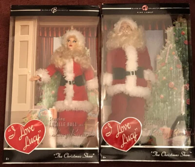 Lot of 2  I Love Lucy Santa Barbie The Christmas Show. Lucy & Ricky NIB - Image 1 of 4