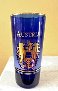 Cobalt blue AUSTRIA-OSTERREICH GLASS GOLD RIM 5-1/2" w/Austrian Coats of Arms - Picture 1 of 7