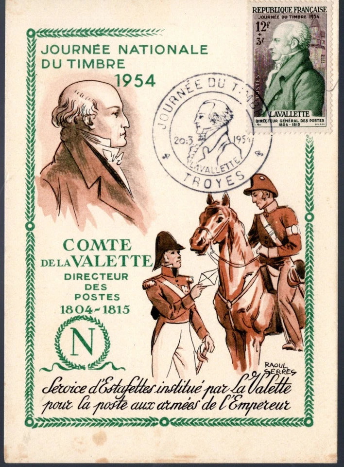 969+ FDC CARTE  1er JOUR    JOURNEE DU TIMBRE 1954  TROYES - Photo 1/1