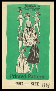 4592 Mail Order BARBIE Doll Fabric Sewing Pattern Vintage Teen Fashion Peggy Ann - Picture 1 of 4