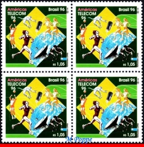 2591 BRAZIL 1996 AMERICAS TELECOM, TELECOMMUNICATION, MI# 2708, CV $11.00  MNH - Picture 1 of 2