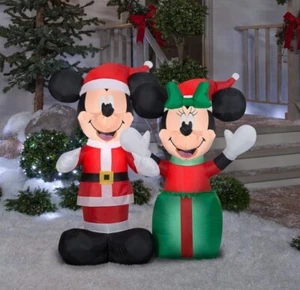 Gemmy 4ft Tall Christmas Airblown Inflatable Santa Mickey and Minnie Scene Disn. - Picture 1 of 7