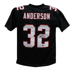 Jamal Anderson Autographed/Signed Pro Style Black XL Jersey Beckett BAS 33971 - Picture 1 of 4