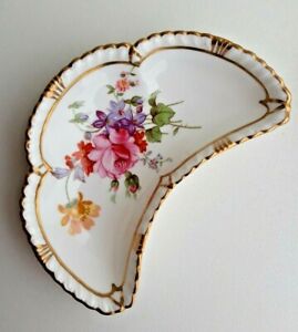 Vintage Royal Crown Derby Half Moon Pin Dish - 'Derby Posies' Early Mark Lovely 