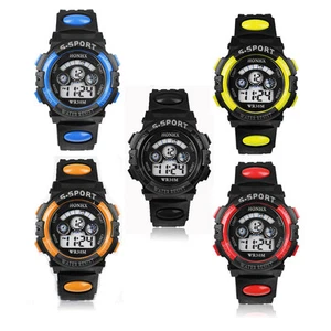 Waterproof Children Kids Boy Digital LED Quartz Alarm Date Sports Wrist Watch - Picture 1 of 5