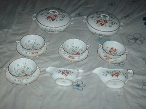 12 Stück Royal Stafford CLOVERBEL Terrinen, Suppenschalen & Untertassen & 2 Saucieren - Bild 1 von 12