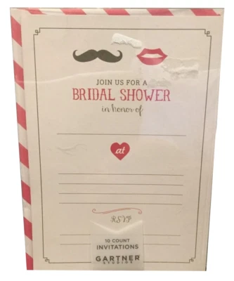 Invitaciones de boda de ducha nupcial 10 unidades por Gartner Studios labios bigote Foto 1 de 2