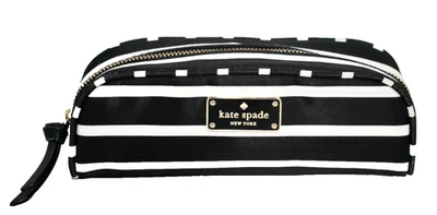 KATE SPADE Berrie estojo pequeno lápis cosmético preto branco listra francesa WLRU5209 - Imagem 1 de 4
