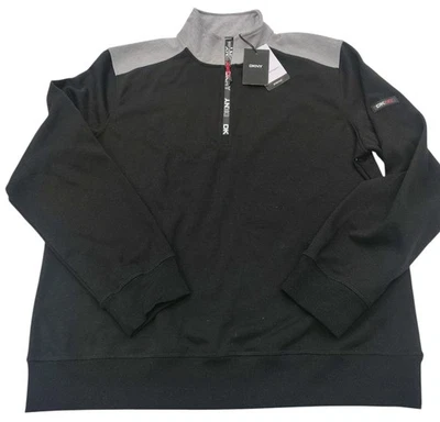 Camisa pulóver de manga larga con cremallera en cuarto DKNY para hombre talla XL negra elástica Foto 1 de 4