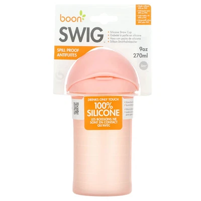 Taza de pajita de silicona Swig, 6 m+, rosa, 9 oz (270 ml) Foto 1 de 4