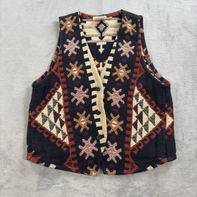 Chaleco artístico portátil tribal azteca tapiz tejido tapiz Maxson vintage talla única Foto 1 de 4