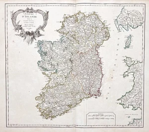 Ireland Irland island Insel Karte map carte engraving Robert de Vaugondy 1750 - Bild 1 von 1